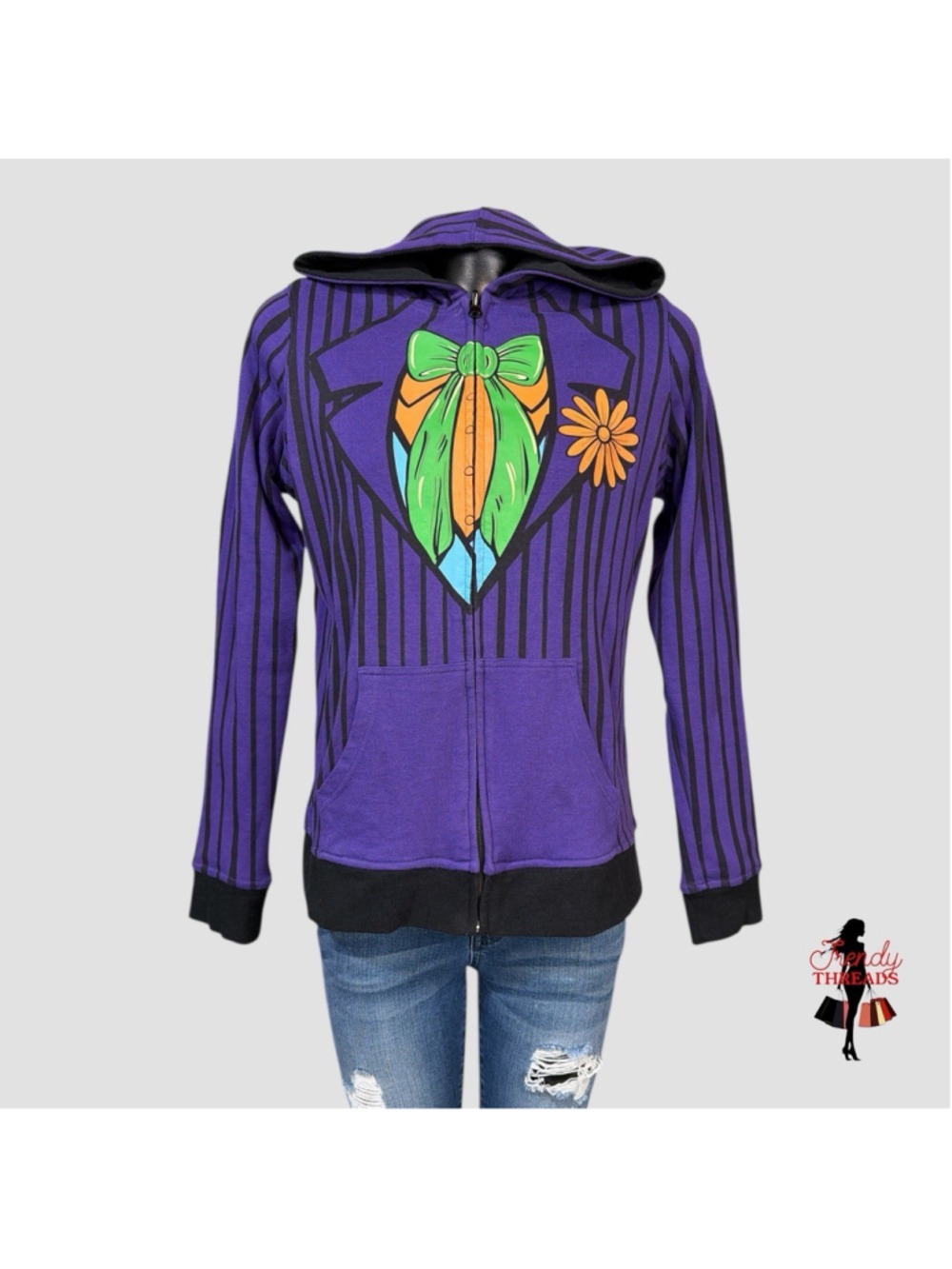 DC Comics Batman Harley Quinn Joker Cosplay Zip Reversible Hoodie Large Unisex - Picture 3 of 12